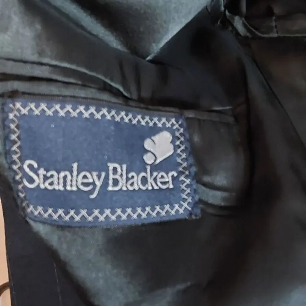 STANLEY BLACKER‎ Navy Blue Pinstripe Men's 2Pc Suit. Jacket Sz 40L & Pants 34x31